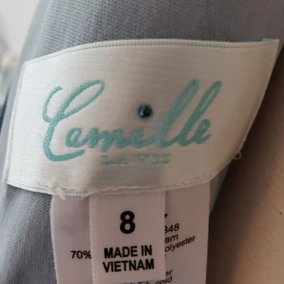 Camille LA VIE Formal Evening Gown 2 Piece Light Blue Sequin - Picture 16 of 16